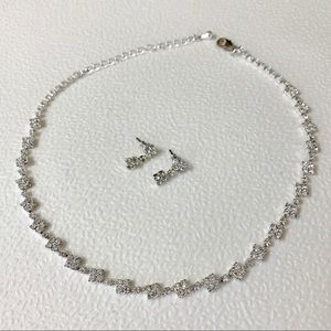 Rhinestone Checkered Choker with Earrings